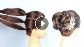 Beautiful Rose bun hairstyle with trick || flower bun || wedding hairstyle  || hair style girl